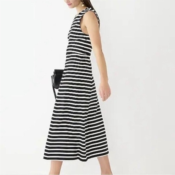 J. Crew Cap-Sleeve Knit Midi Dress in Black & White Stripe Size S - Picture 2 of 7